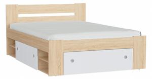 Krevet Novsore 128, Sonoma hrast, Bijela, 85.5x145.5cm