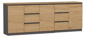 Komoda Elbvelu 109, Artisan hrast, Antracit, 75x200x40cm