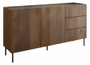 Komoda Comfivo Belviro 101, Crni mramor, Orah, 78x160x37cm