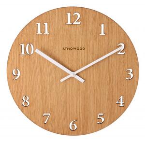 ATMOWOOD sat s numeričkim brojčanikom hrast 34 cm - bijele kazaljke