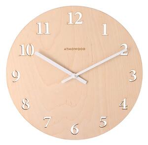 ATMOWOOD sat s numeričkim brojčanikom breza 34 cm - bijele kazaljke
