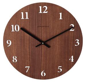 ATMOWOOD sat s numeričkim brojčanikom orah 34 cm - crne kazaljke