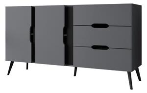 Komoda Miami G101Crna, Siva, S ladicama i vratima, 85x160x42cm