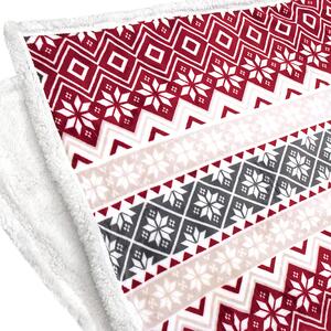 Božicna crveno-bijela janjeca deka od mikropliša MERRY HUG Dimenzije: 160 x 200 cm