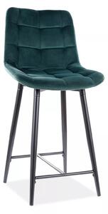Barska stolica CHIC VELVET s crnim nogama, tamnozelena
