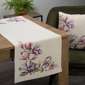 Bež goblen stolnjak s finim tkanim uzorkom magnolije Širina: 45 cm | Duljina: 140 cm