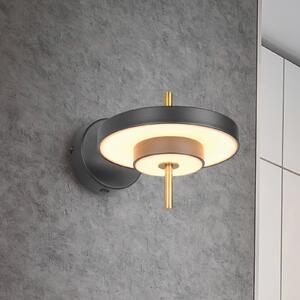 Trio Lighting Keaton LED zidna lampa, crno/zlatna, Ø 20 cm, metal, CCT, prigušiva, Crno, Dnevni boravak/blagovaonica, Metal