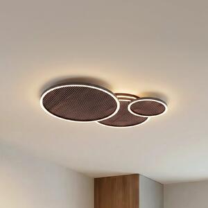 Lucande LED stropna svjetiljka Orven, crna/drvena, 80 cm, prigušljiva, prigušiva, Crno, Dnevni boravak/blagovaonica, Metal