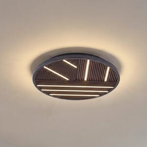 Lucande LED stropna svjetiljka Orven, drvo, Ø 50 cm, prigušljiva, prigušiva, Crno, Dnevni boravak/blagovaonica, Metal