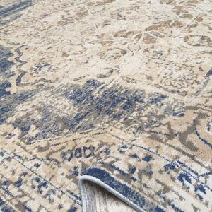 Tepih u bež-smeđoj boji s plavim vintage uzorkom Širina: 200 cm | Duljina: 290 cm