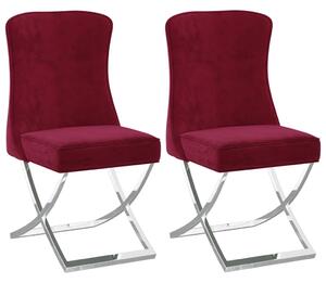VidaXL Blagovaonske stolice 2 kom boja vina 53x52x98 cm baršun i čelik