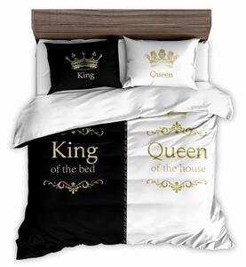 3D king & queen posteljina za parove - zlatna riječ