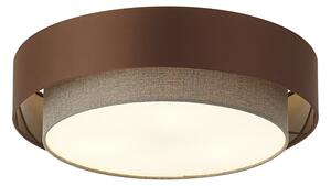Moderna stropna svjetiljka tamna bronca s taupe bojom 50 cm 3-svjetla - Drum Duo