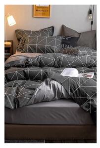 Tamno siva pamučna posteljina za bračni krevet/s produženom plahtom 200x220 cm - Mila Home