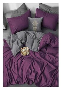 Tamnoljubičasto-siva pamučna posteljina za krevet za jednu osobu/s produženom plahtom 160x220 cm - Mila Home