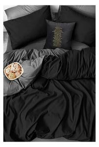 Crno-siva pamučna posteljina za krevet za jednu osobu/s produženom plahtom 160x220 cm - Mila Home