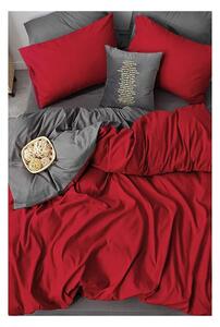 Crveno-siva pamučna posteljina za bračni krevet/s produženom plahtom 200x220 cm - Mila Home