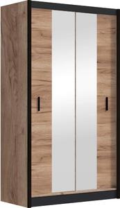 Ormar s ogledalom MIRO 120x215 cm hrast craft/crna