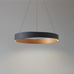 Lucande LED viseća svjetiljka Daelor, crna/drvena, CCT, prigušljiva, prigušiva, Crno, Dnevni boravak/blagovaonica, Metal