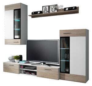 Zondo.hr Set za dnevni boravak Tallington (bijela + hrast sonoma) (bez rasvjete). Akcija -9%. 610008