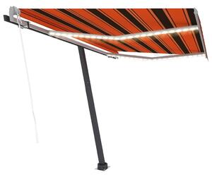 VidaXL Automatska tenda sa senzorom LED 350x250 cm narančasto-smeđa