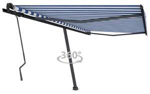 VidaXL Samostojeća tenda na ručno uvlačenje 450 x 350 cm plavo-bijela