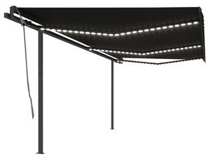 VidaXL Tenda na ručno uvlačenje s LED svjetlima 6 x 3,5 m antracit