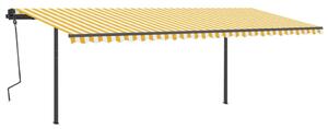 VidaXL Automatska tenda na uvlačenje sa stupovima 6x3,5 m žuto-bijela
