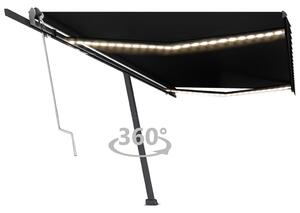 VidaXL Automatska tenda sa senzorom za vjetar LED 500x350 cm antracit