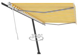 VidaXL Samostojeća tenda na ručno uvlačenje 500 x 350 cm žuto-bijela