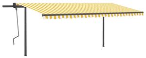VidaXL Tenda na ručno uvlačenje sa stupovima 5 x 3 m žuto-bijela