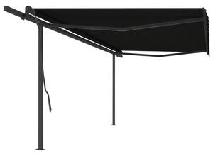 VidaXL Automatska tenda na uvlačenje sa stupovima 5 x 3,5 m antracit