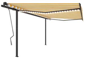 VidaXL Automatska tenda sa senzorom za vjetar LED 4,5x3 m žuto-bijela
