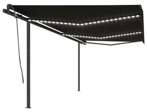 VidaXL Automatska tenda sa senzorom za vjetar LED 6 x 3,5 m antracit