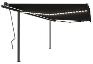 VidaXL Automatska tenda sa senzorom za vjetar LED 4,5 x 3 m antracit