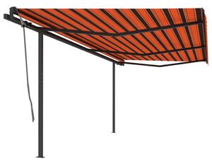 VidaXL Automatska uvlačiva tenda sa stupovima 6x3,5 m narančasto-smeđa