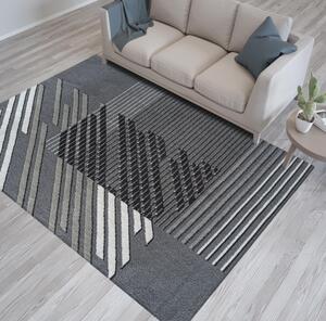 Dizajn tepih sive boje sa prugama Širina: 120 cm | Duljina: 170 cm