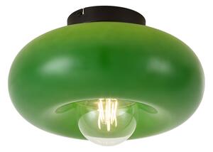 Retro stropna svjetiljka crna sa zelenim staklom 30 cm - Glaze