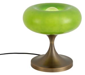 Retro stolna svjetiljka tamne bronce sa zelenim staklenim sjenilom 31 cm - Glaze