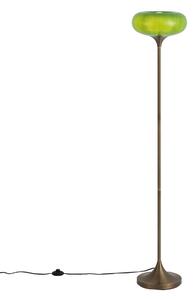 Retro podna svjetiljka tamna bronca sa zelenim staklenim sjenilom 150 cm - Glaze
