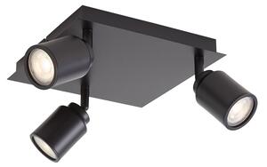 Moderno kupaonsko reflektorsko svjetlo crno kvadratno 3-svjetla IP44 - Ducha
