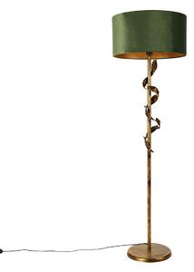 Vintage podna lampa starinsko zlato sa zelenim sjenilom - Linden