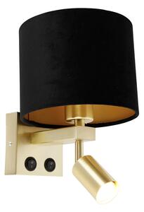 Zidna lampa mesing sa lampom za čitanje i sjenilom 18 cm crna - Brescia