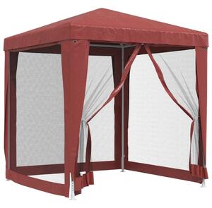 VidaXL Šator za zabave s 4 mrežasta bočna zida crveni 2 x 2 m HDPE