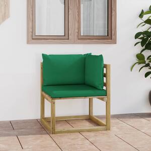 VidaXL Kutna vrtna sofa s jastucima od zeleno impregnirane borovine