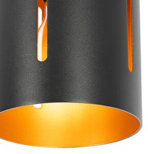 Dizajnerska stropna svjetiljka crna sa zlatnim interijerom - Yana