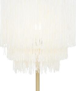 Orijentalna stolna svjetiljka zlatna krem sjena s resama - Franxa