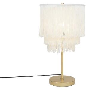 Orijentalna stolna svjetiljka zlatna krem sjena s resama - Franxa