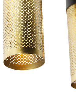 Industrijska stropna svjetiljka crna sa zlatnim duguljasta 3-light - Raspi
