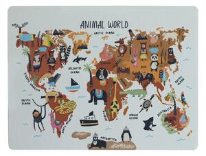 Podloga za stol Really Nice Things Animals Worldmap, 55 x 35 cm